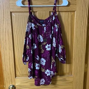 Cold Shoulder Floral Shirt